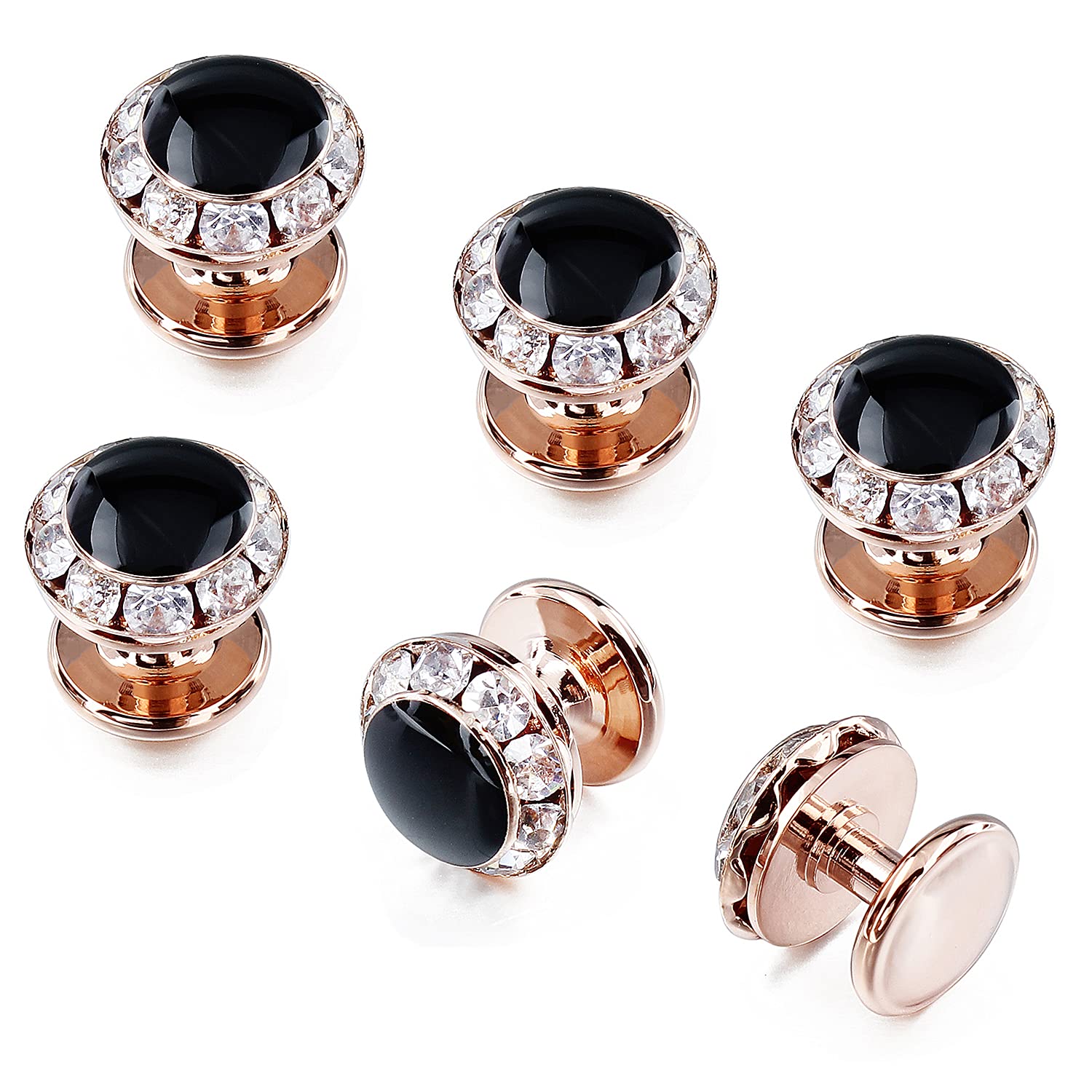 HAWSON Crystal Cuff Links and Studs Set for Mens Tuxedo Shirts Wedding Accessories