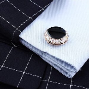 HAWSON Crystal Cuff Links and Studs Set for Mens Tuxedo Shirts Wedding Accessories