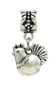 dangle chicken/hen charm bead for charms bracelets