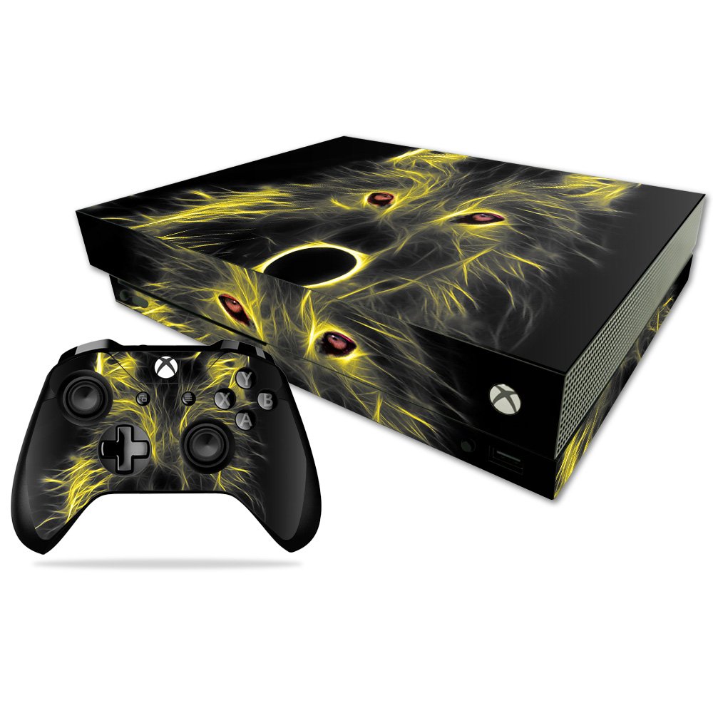 MightySkins Skin Compatible with Microsoft Xbox One X - Neon Wolf | Protective, Durable, and Unique Vinyl Decal wrap Cover | Easy to Apply, Remove, and Change Styles | Made in The USA