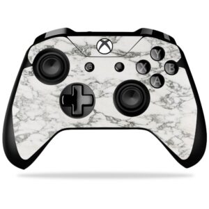 mightyskins skin compatible with microsoft xbox one x controller - white marble | protective, durable, and unique vinyl decal wrap cover | easy to apply, remove, and change styles | made in the usa