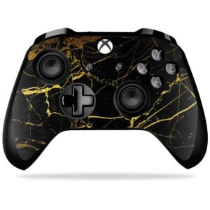 MightySkins Skin Compatible with Microsoft Xbox One X Controller - Black Gold Marble | Protective, Durable, and Unique Vinyl wrap Cover | Easy to Apply, Remove, and Change Styles | Made in The USA