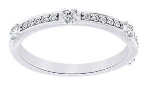 affy white natural diamond engagement wedding band ring in 14k solid white gold (0.25 cttw), ring size-8