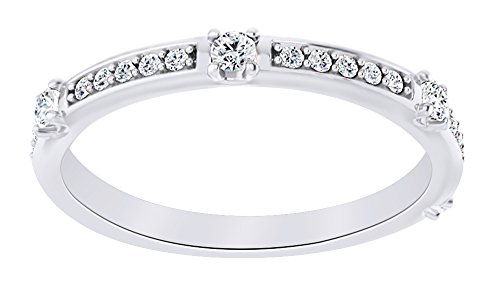 AFFY White Natural Diamond Engagement Wedding Band Ring in 14K Solid White Gold (0.25 Cttw), Ring Size-8