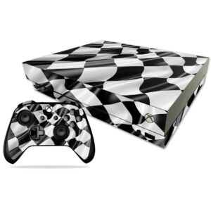 MightySkins Skin Compatible with Microsoft Xbox One X - Race Flag | Protective, Durable, and Unique Vinyl Decal wrap Cover | Easy to Apply, Remove, and Change Styles | Made in The USA