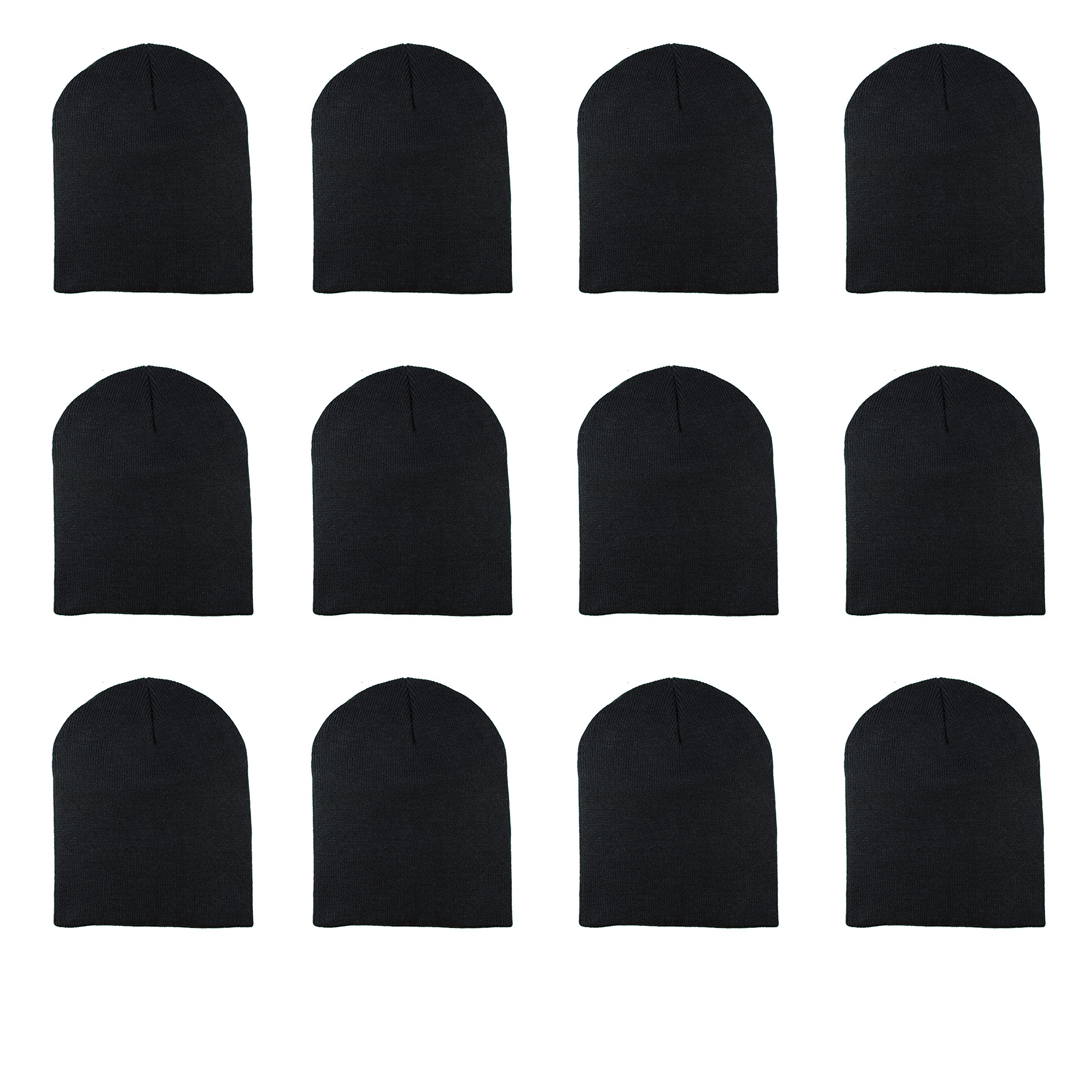 Gelante Knit Skull Cap Warm Winter Slouchy Beanies Hat 9 Inch 2040D-12pcs: Black