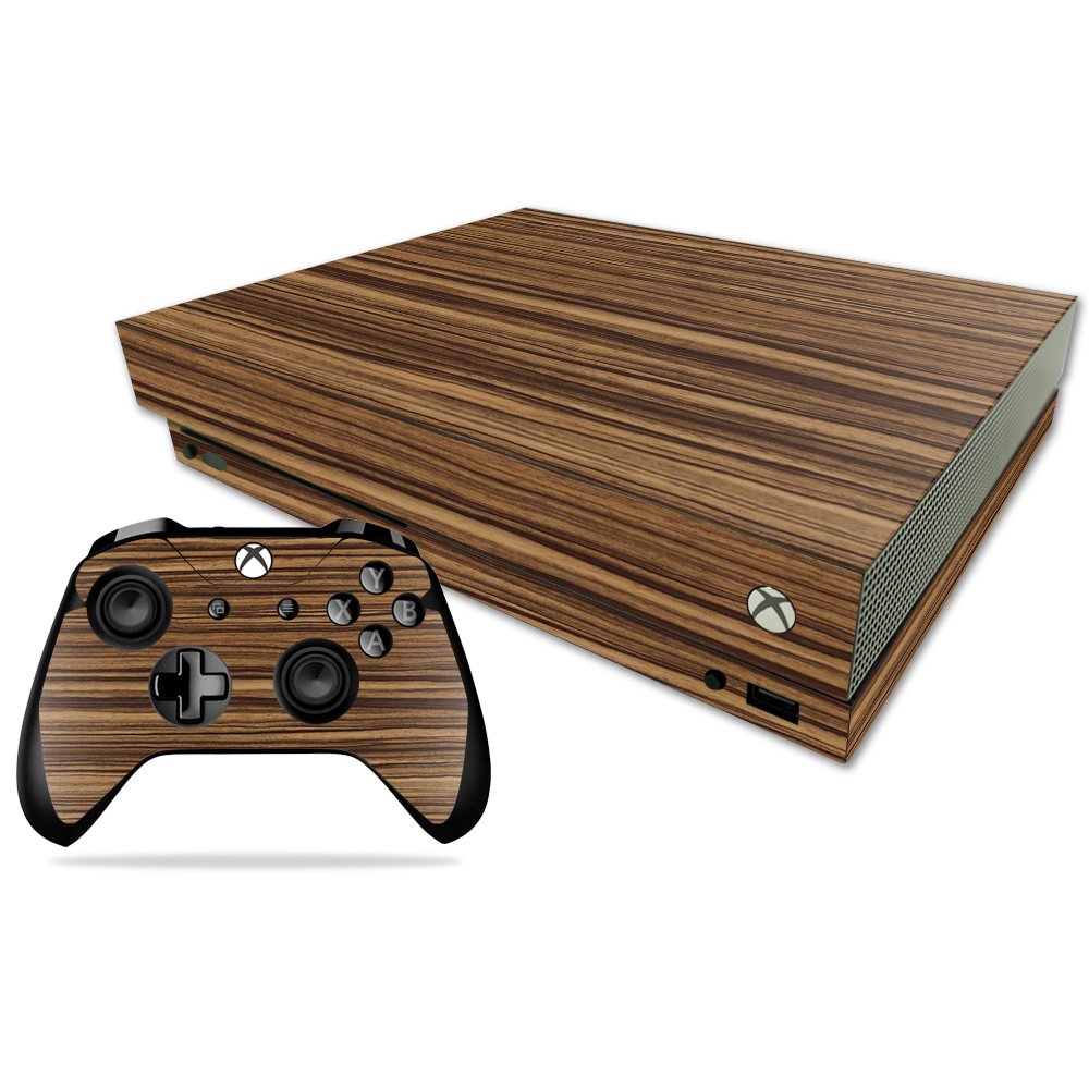 MightySkins Skin Compatible with Microsoft Xbox One X - Dark Zebra Wood | Protective, Durable, and Unique Vinyl Decal wrap Cover | Easy to Apply, Remove, and Change Styles | Made in The USA