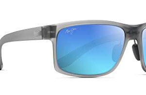 Maui Jim Pokowai Arch W/Patented Polarizedplus2 Lenses Rectangular Sunglasses Pure Collection Polarized, Translucent Matte Grey/Blue Hawaii, Medium