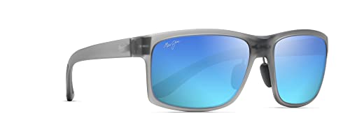 Maui Jim Pokowai Arch W/Patented Polarizedplus2 Lenses Rectangular Sunglasses Pure Collection Polarized, Translucent Matte Grey/Blue Hawaii, Medium