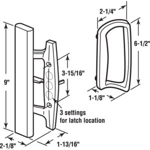 Prime-Line MP1131 Sliding Glass Door Handle Set, 3-15/16 In., Diecast, Black, Mortise (Single Pack)