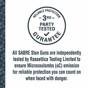 SABRE Pepper Spray & 3-in-1 Stun Gun with Flashlight and Anti-Grab Bar Technology, Self Defense Kit, 35 Bursts, 10 Ft (3 m) Range, 120 Lumens LED Light, Rechargeable Battery (Set of 2)