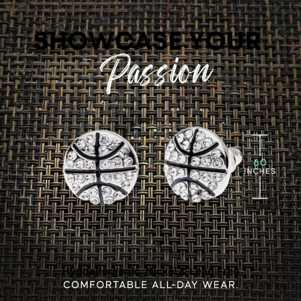 Basketball Earrings, Basketball Jewelry, Silver Basketball Stud Earrings- Basketball Gifts For Women Basketball Player, Basketball Mom, Basketball Lover, Fans