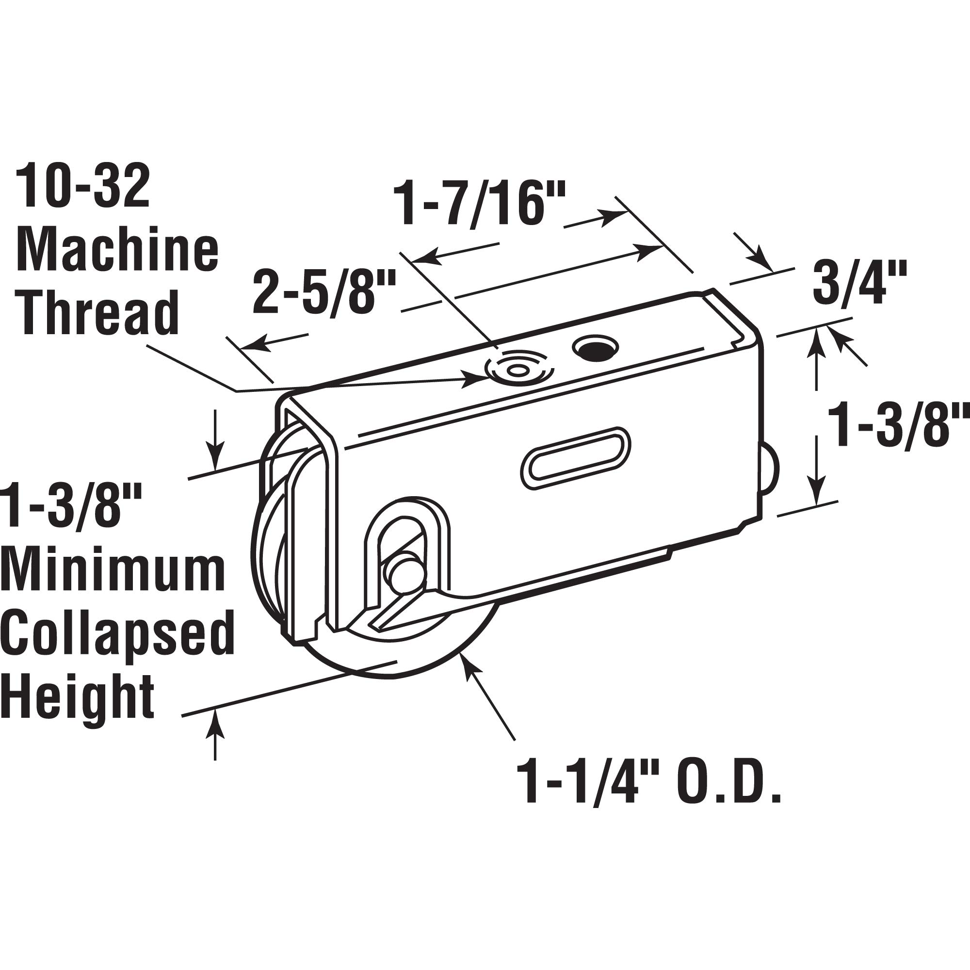 Prime-Line MP1723 Sliding Door Roller Assembly, 1-1/4 In. Diameter, Steel Ball Bearing (Single Pack)