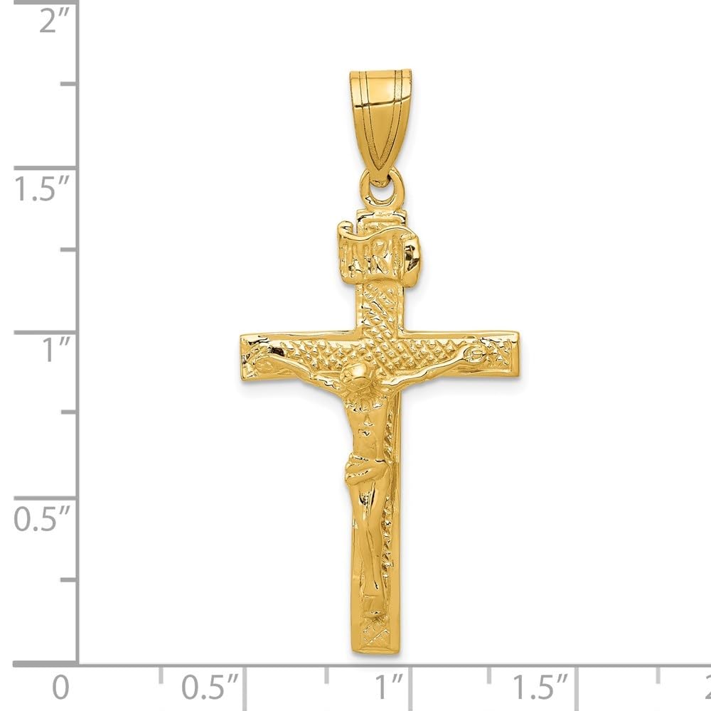 Diamond2Deal 14k Yellow Gold INRI Crucifix Cross Pendant Fine Jewelry for Women (L- 44 mm W- 23 mm)