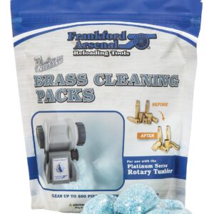 Frankford Arsenal InstaClean Brass Cleaning Packs with 24 Count and Resealable Bag for Convenient Reloading Transport and Storage, Compatiable with Rotary Tumbler