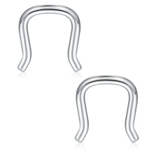 Ruifan 316L Surgical Steel U-Shaped & Horseshoe Nose Septum Hanger Retainer Nose Hoop Cartilage Tragus Rings 14g 6PCS - Silver