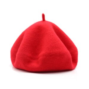 Wheebo Wool Beret Hat,Solid Color French Style Winter Warm Cap for Women Girls(Red)