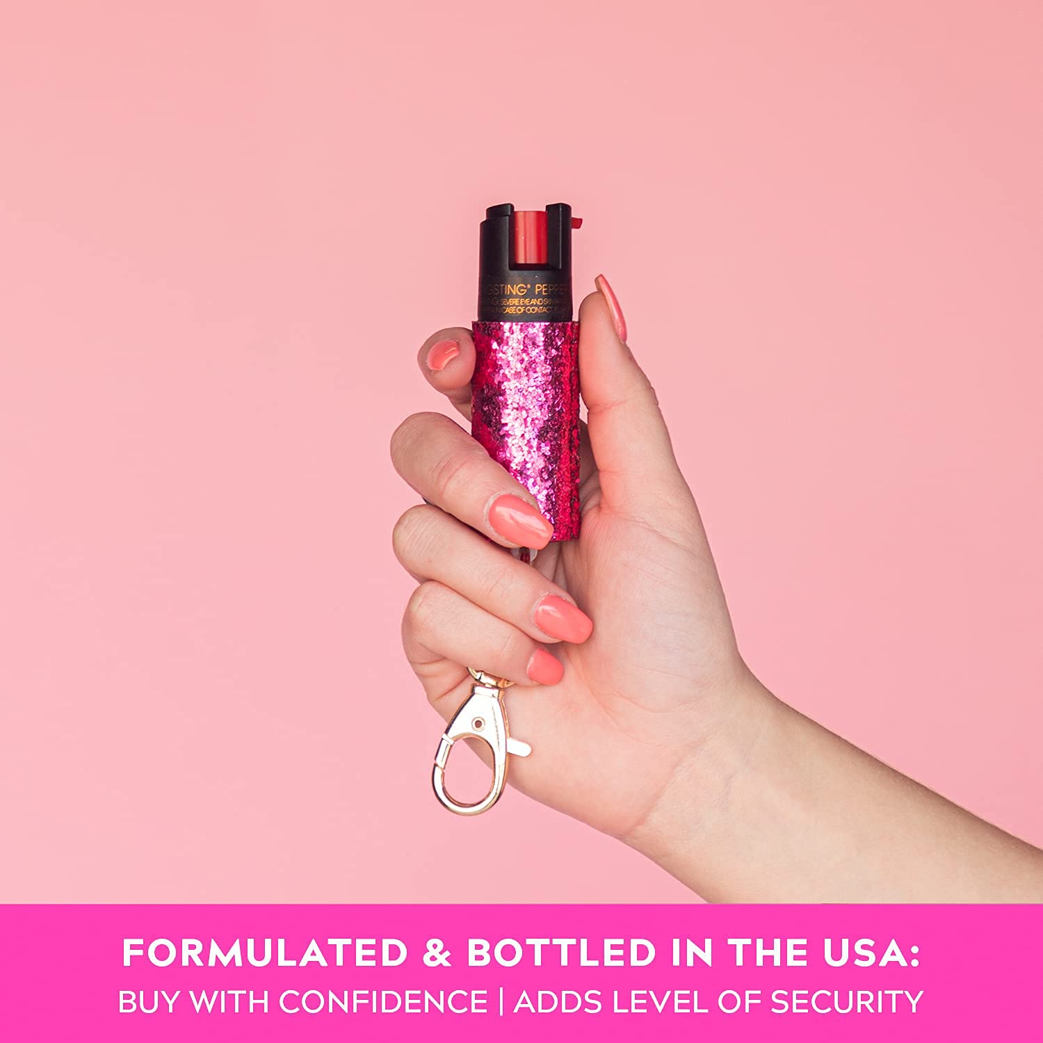 super-cute pepper spray Keychain for Women Professional Grade Maximum Strength OC Formula 1.4 Major Capsaicinoids 10-12 Ft Effective Range Accurate Stream Self-Defense Accessory Designed for Women