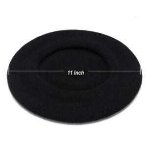 Wheebo Wool Beret Hat,Solid Color French Style Winter Warm Cap for Women Girls(Black)