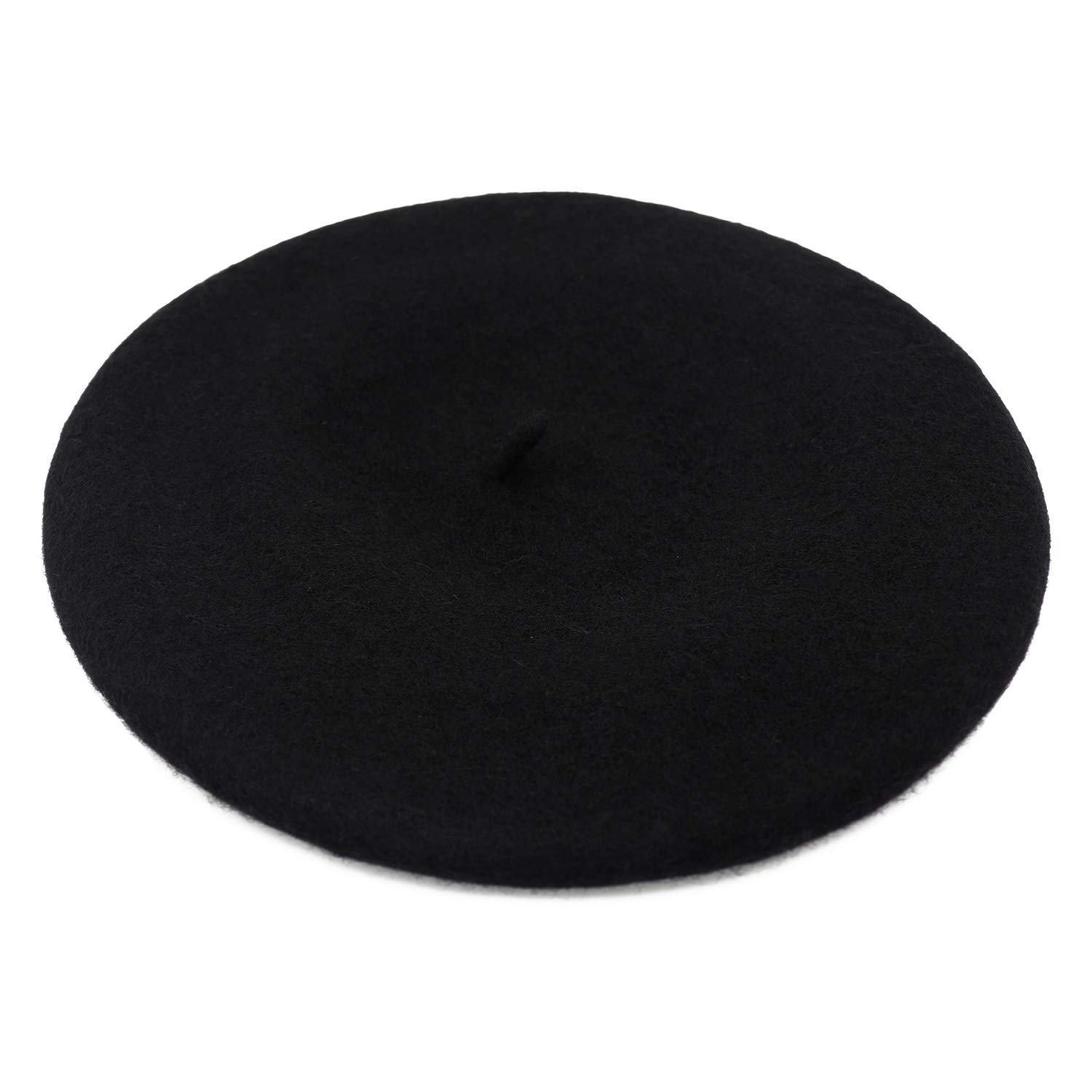 Wheebo Wool Beret Hat,Solid Color French Style Winter Warm Cap for Women Girls(Black)