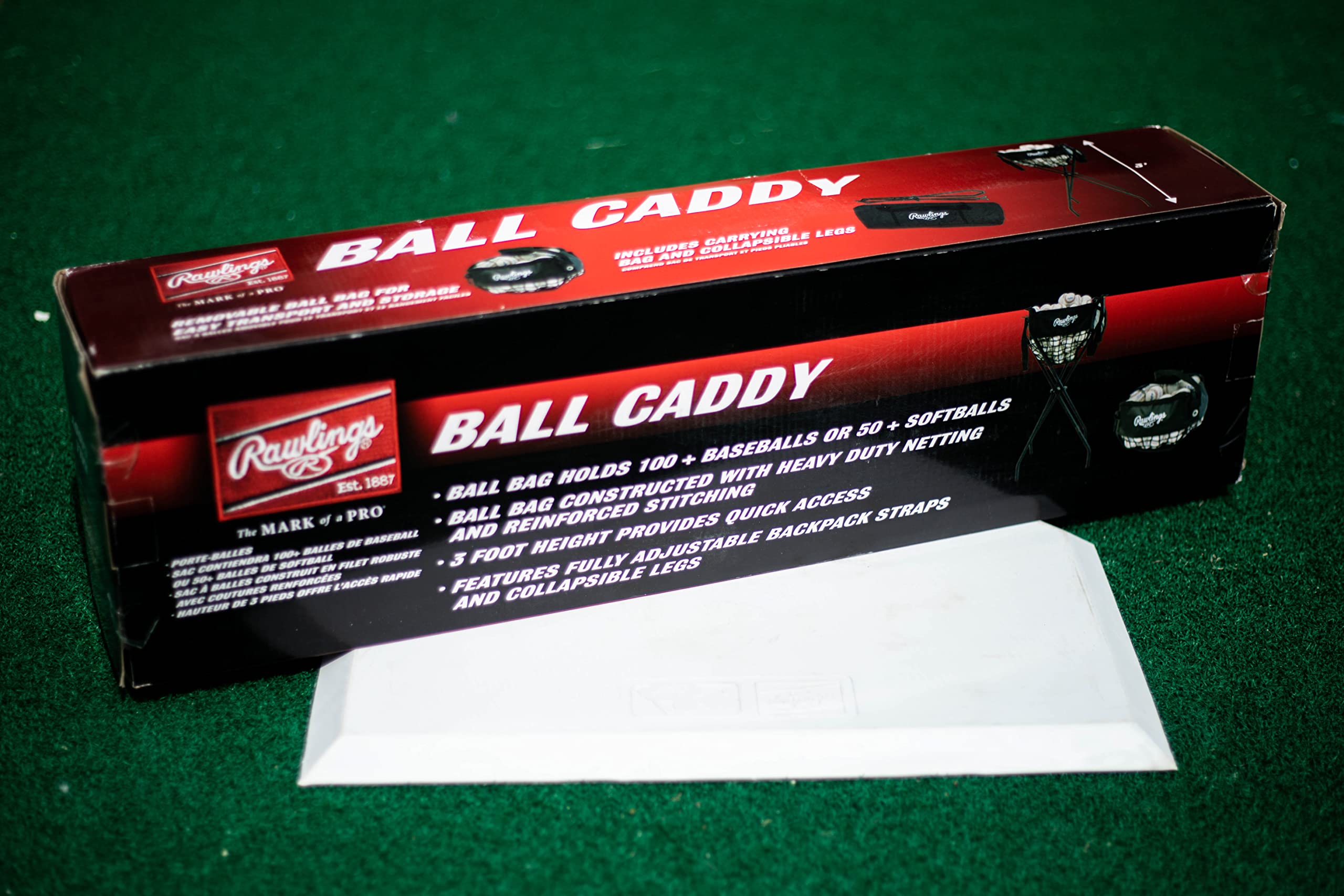 Rawlings | Ball Caddy | Holds 100+ Baseballs / 50+ Softballs | Includes Stand & Net Bag,Black