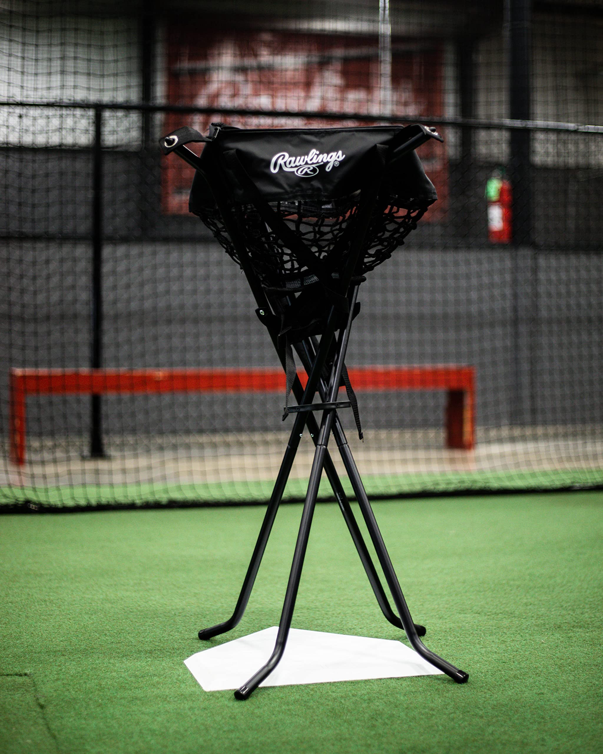 Rawlings | Ball Caddy | Holds 100+ Baseballs / 50+ Softballs | Includes Stand & Net Bag,Black