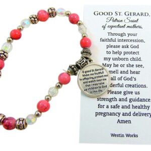 Westman Works St Gerard Stretch Bangle Bracelet with Holy Card Expectant Mothers Set