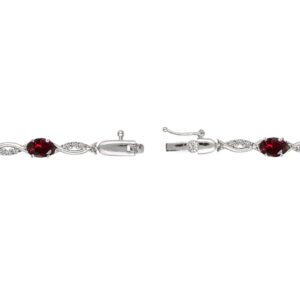 B. BRILLIANT Sterling Silver Synthetic Ruby and White Topaz Oval-Cut Swirl Tennis Bracelet