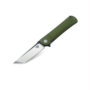 Bestech Knife BG06B Folder 3.75 in Plain Blade G10 Handle Hunting-Folding-Knives, Green (BG06B-2)