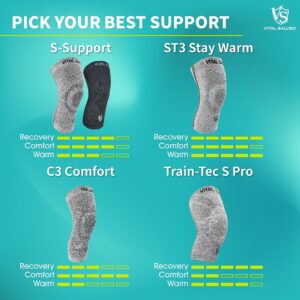 Vital Salveo-Compression Recovery Knee Sleeve/Brace S-Support, Pain Relief, Protects Joint - Ideal for Sports and Daily Wear-Dary Grey (1 Pair)-XXXL