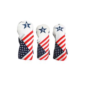 USA 1, 3, H Golf Headcover Patriot Vintage Retro Patriotic Driver Fairway Wood Hybrid Head Cover