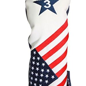 USA 1, 3, H Golf Headcover Patriot Vintage Retro Patriotic Driver Fairway Wood Hybrid Head Cover