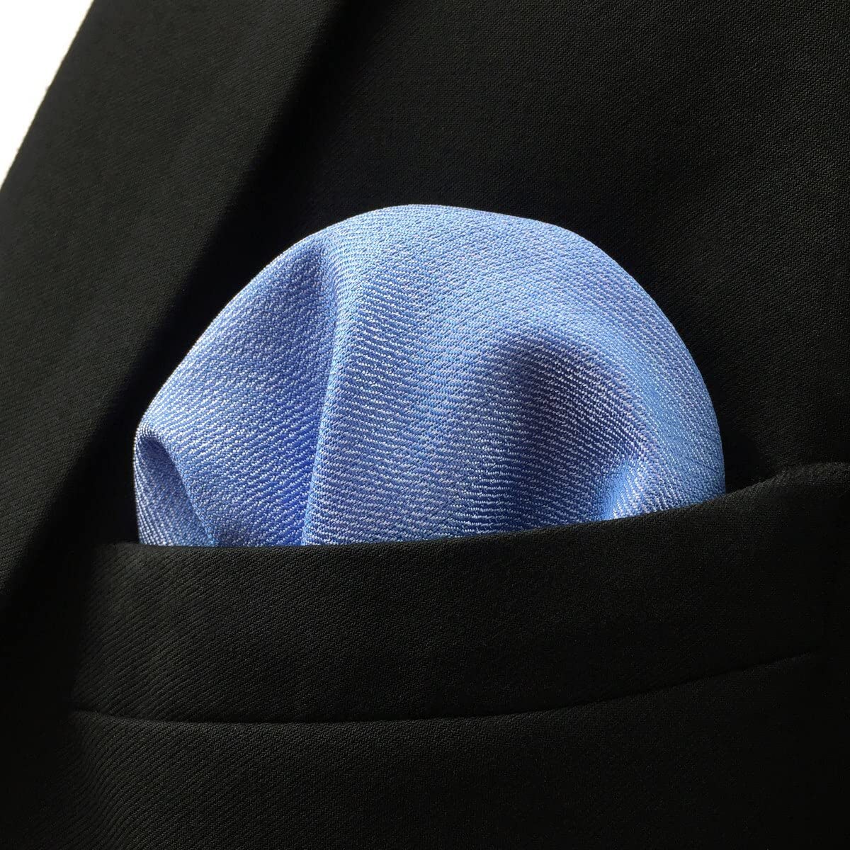 SHLAX&WING Solid Light Blue Azure Silk Pocket Squares for Men Business Wedding