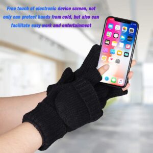 Bodvera Thermal Insulation Fingerless Texting Wool Gloves for Women and Men Winter Warm Knitted Convertible Mittens Flap