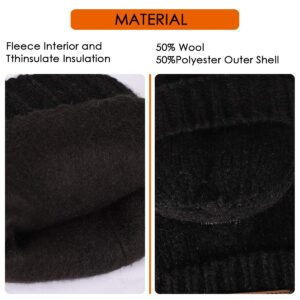 Bodvera Thermal Insulation Fingerless Texting Wool Gloves for Women and Men Winter Warm Knitted Convertible Mittens Flap