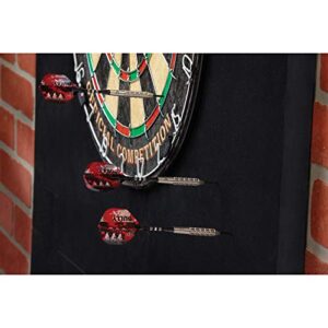 Viper Defender III Backboard & Sisal/Bristle Steel Tip Dartboard Bundle: Elite Set (Razorback Dartboard,Defender III Backboard, Edge Throw Line, 21pc Jar of Darts),black/yellow