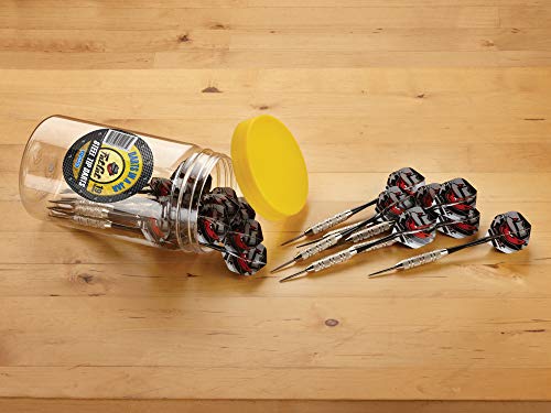 Viper Defender III Backboard & Sisal/Bristle Steel Tip Dartboard Bundle: Elite Set (Razorback Dartboard,Defender III Backboard, Edge Throw Line, 21pc Jar of Darts),black/yellow