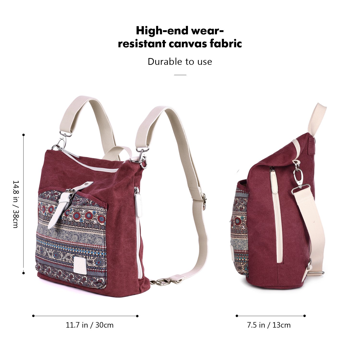 ArcEnCiel Women Backpack Canvas Rucksack Ladies Fashion Shoulder Bag (Maroon)