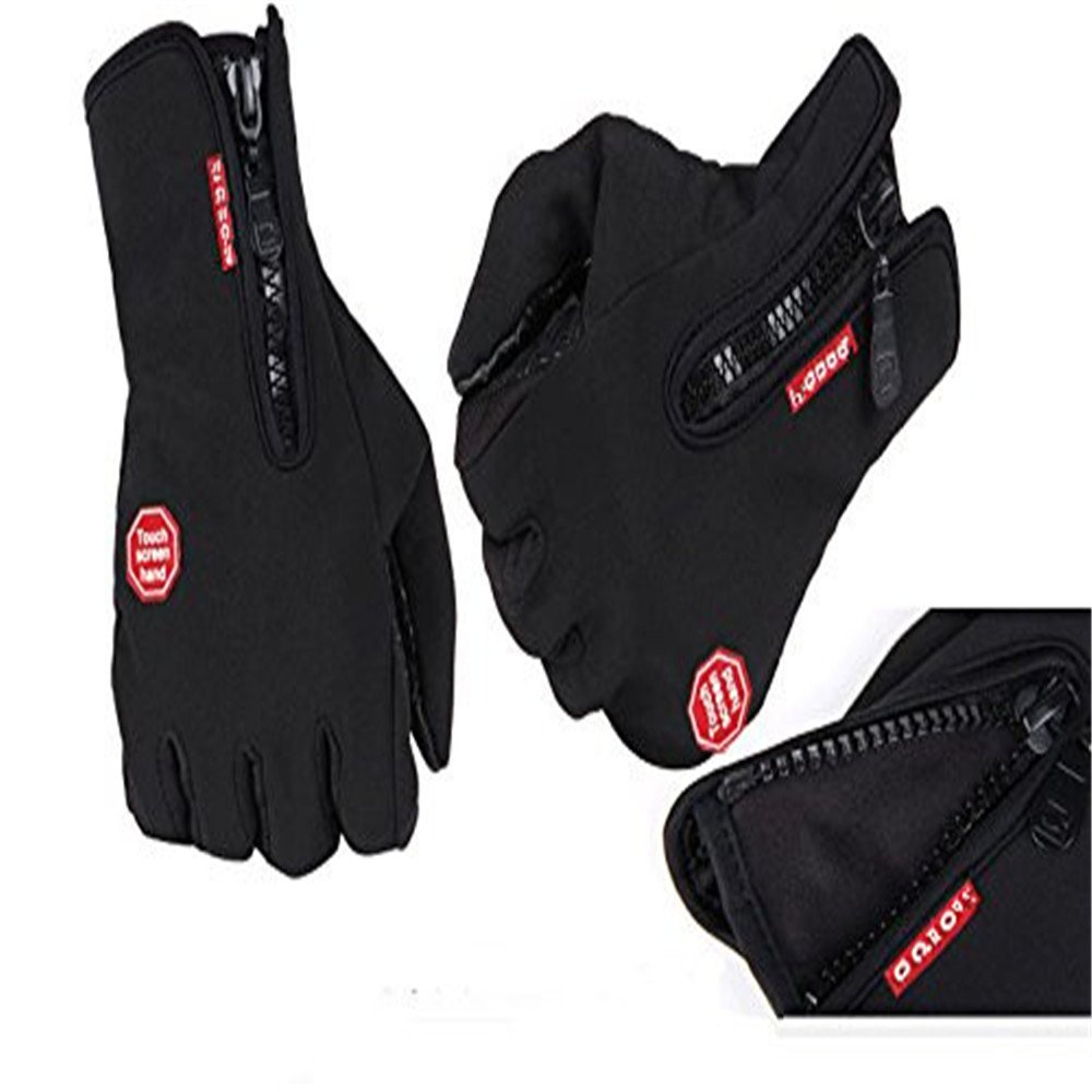 Bicycle Motorcycle Waterproof Gloves Outdoor Sport Warm Windproof Thermal Touch Gloves Riding Running Bike Cycling Gloves Hot Hands Warmer (Black(M))