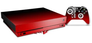 wraptorskinz decal vinyl skin wrap compatible with xbox one x console and controller - smooth fades red black