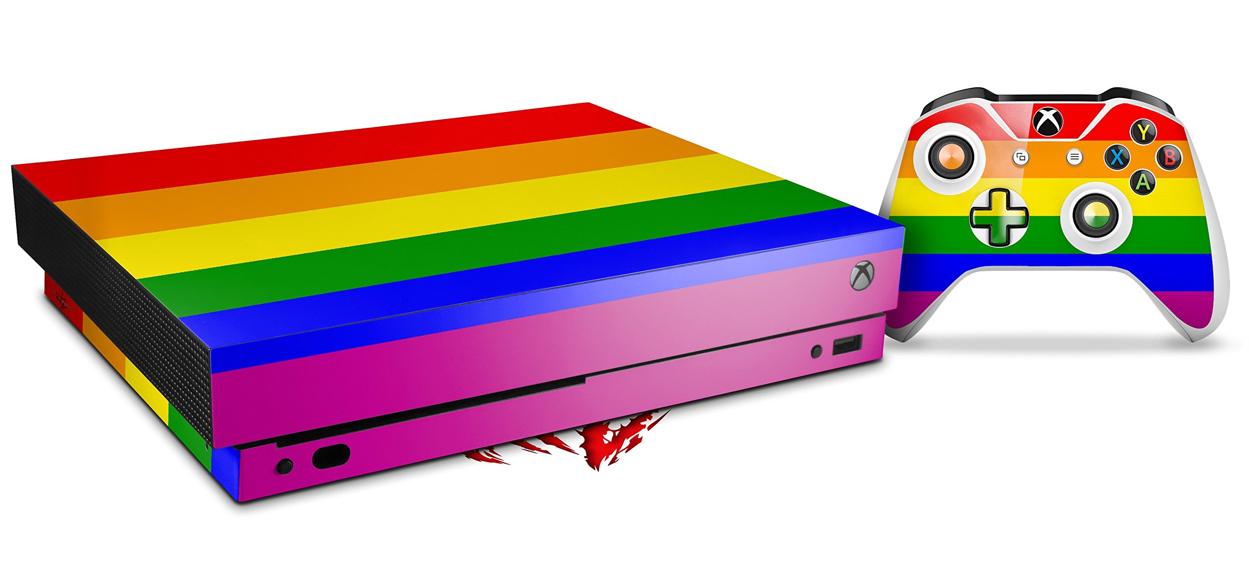 WraptorSkinz Decal Vinyl Skin Wrap Compatible with Xbox One X Console and Controller - Rainbow Stripes