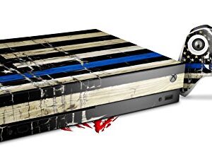 WraptorSkinz Decal Vinyl Skin Wrap Compatible with Xbox One X Console and Controller - Painted Faded Cracked Blue Line Stripe USA American Flag