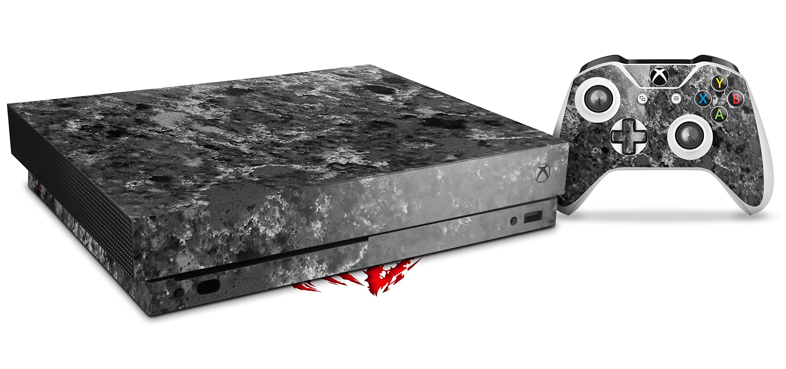 WraptorSkinz Decal Vinyl Skin Wrap Compatible with Xbox One X Console and Controller - Marble Granite 06 Black Gray