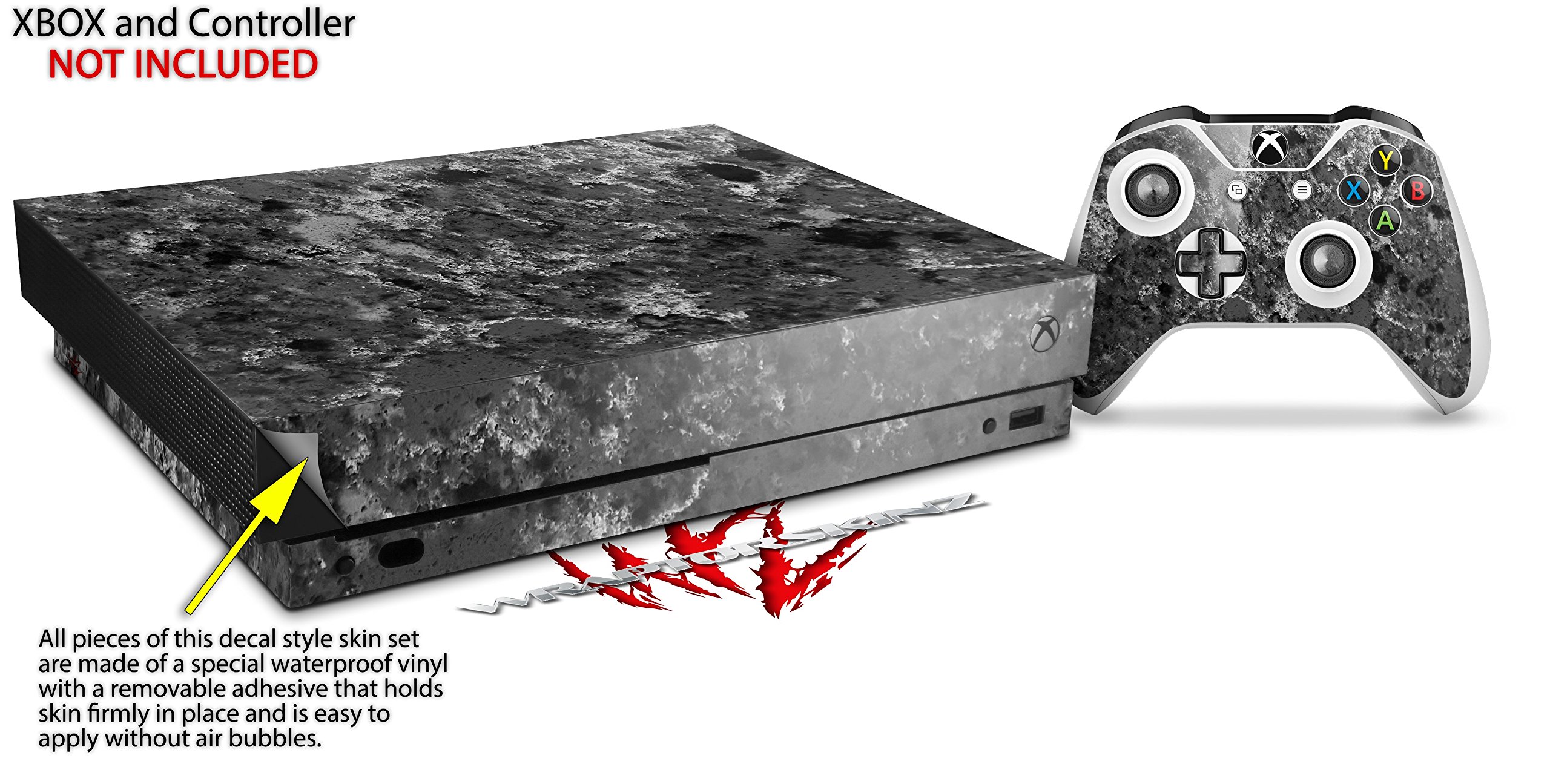 WraptorSkinz Decal Vinyl Skin Wrap Compatible with Xbox One X Console and Controller - Marble Granite 06 Black Gray