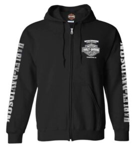 harley-davidson men's lightning crest full-zippered sweatshirt, black (xl)