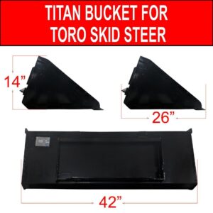 Titan Attachments Mini Skid Steer Bucket 42" 134.2 lb. Quick Tach Powder Coated