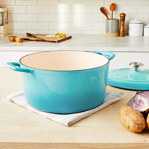 Tramontina Enameled Cast Iron Covered Dutch Oven 5.5-Quart Medium Blue, 80131/036DS