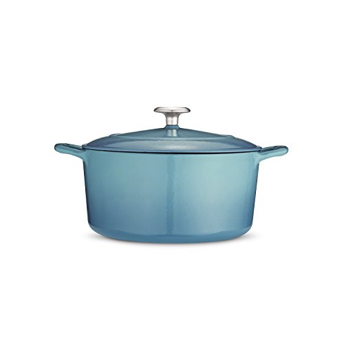 Tramontina Enameled Cast Iron Covered Dutch Oven 5.5-Quart Medium Blue, 80131/036DS