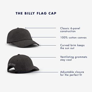 Tommy Hilfiger Men's Dad Hat Billy Corner Flag Cap, Black, O/S