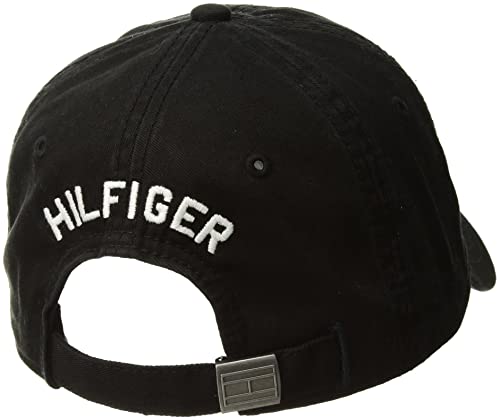 Tommy Hilfiger Men's Dad Hat Billy Corner Flag Cap, Black, O/S